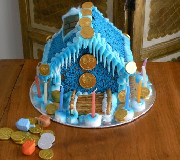 a ginger bread chanukah themed house