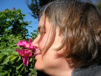 Me smelling a rosa rugosa 